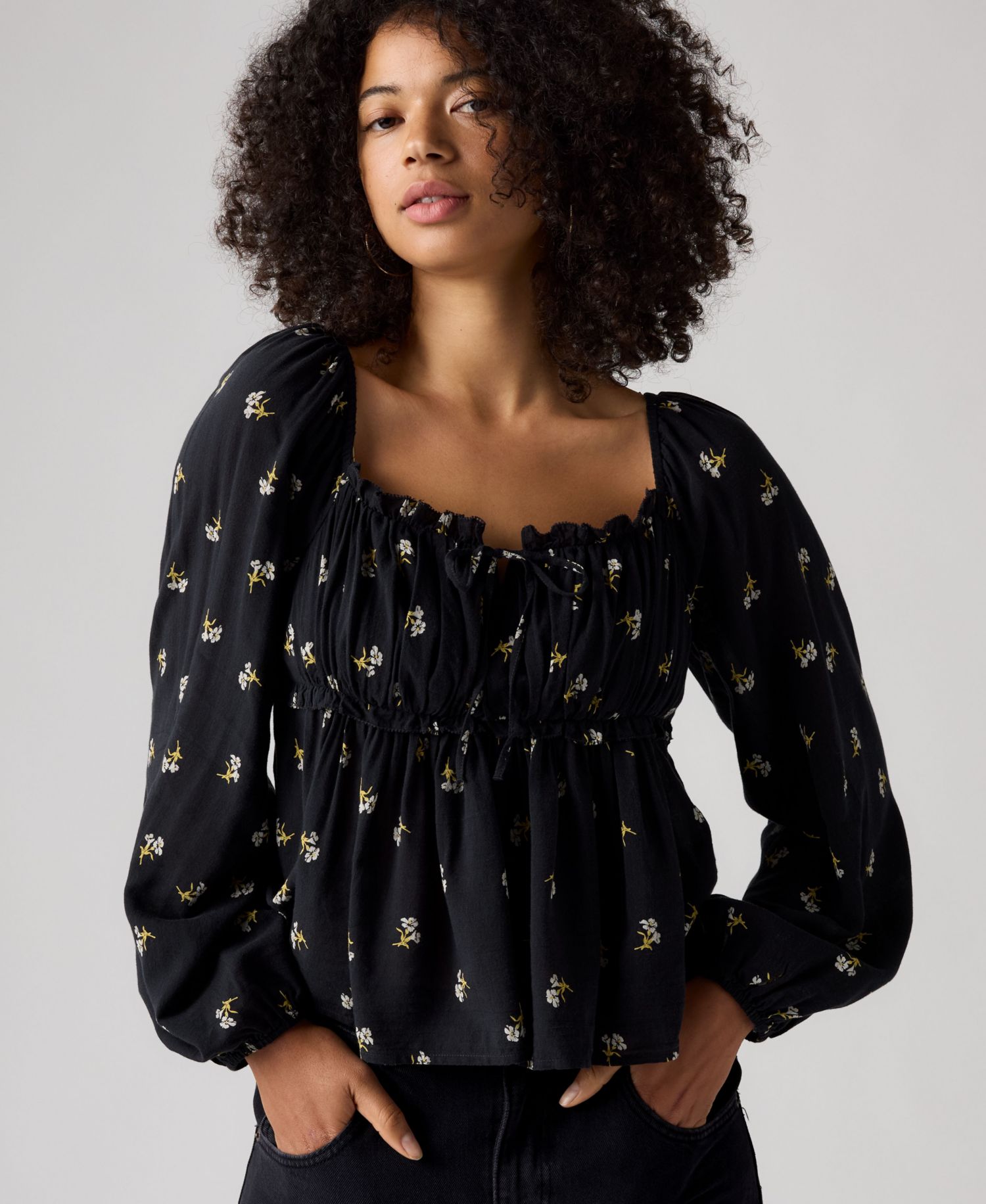 Women's Oraya Front-Tie Floral-Print Scoop Neck Blouse