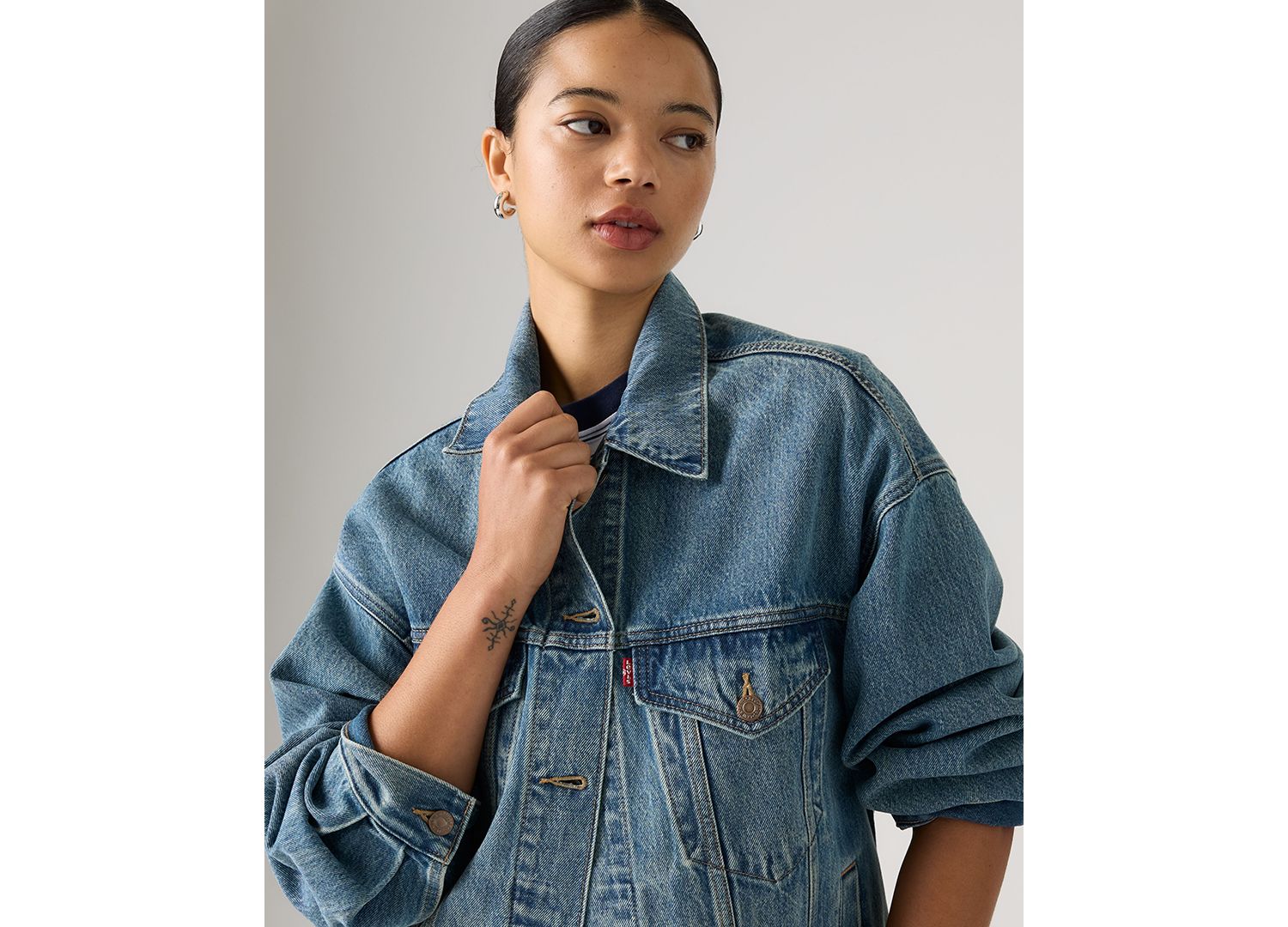 Women's Trucker Denim Oversized-Fit Jacket