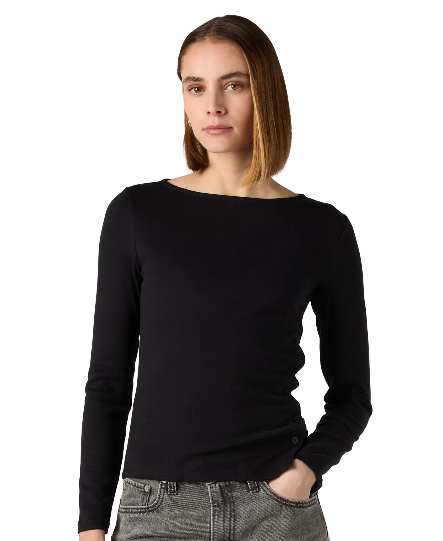 Women's Allie Boatneck Long-Sleeve Asymmetrical T-Shirt