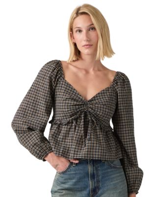 Women's Lotte Front-Tie Slim-Fit V-Neck Blouse