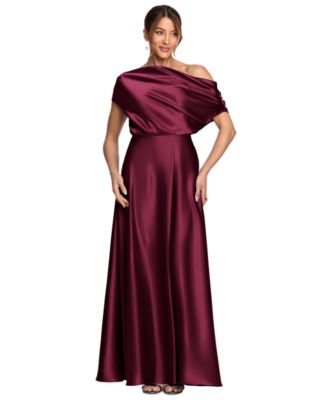 Plus Size Soley Off-the-Shoulder Ruched Satin Gown