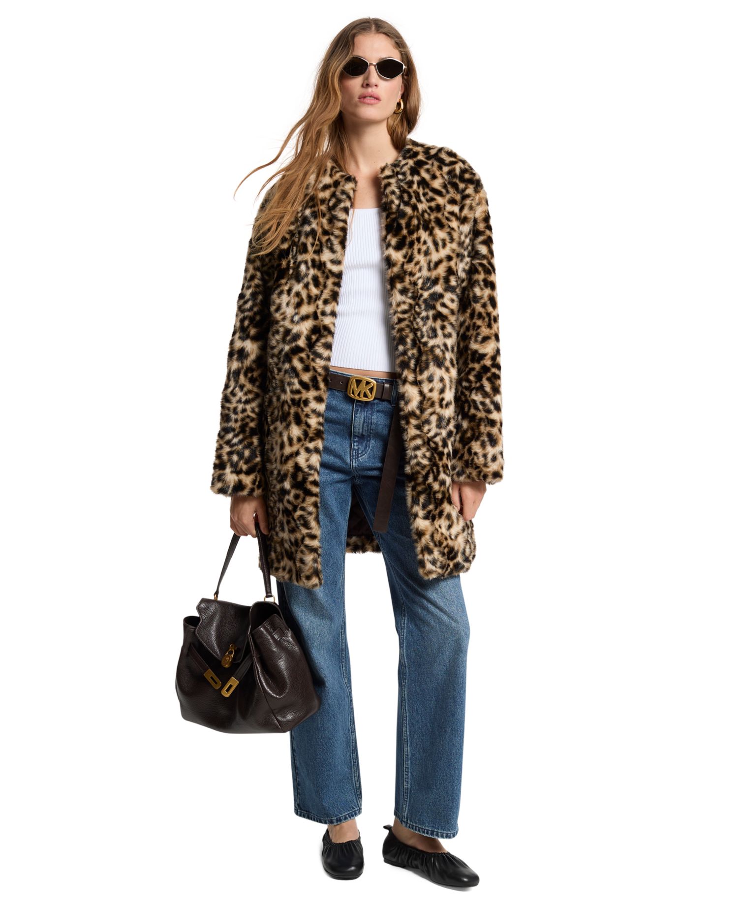 Women's Leopard-Print Faux Fur Coat