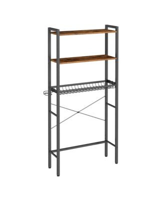 160 cm Tall Over the Toilet Storage, Over Toilet Bathroom Organizer with Adjustable Shelves, 3 Hooks