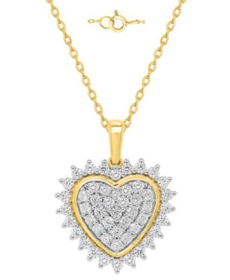 Lab-Grown Diamond Heart Cluster Pendant Necklace (1 ct. t.w.) in Sterling Silver
