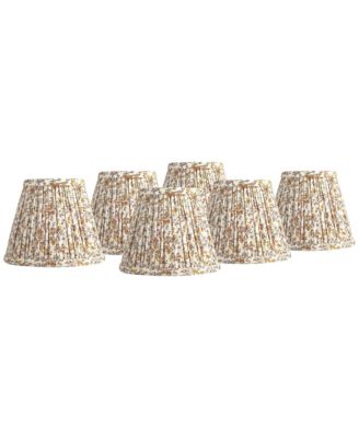 3 1/2 Inch Top x 6 Inch Bottom x 5 Inch High x 5 Inch Slant Print Lamp Shade Replacement Set of 6 Goldenrod Floral Clip On Candelabra