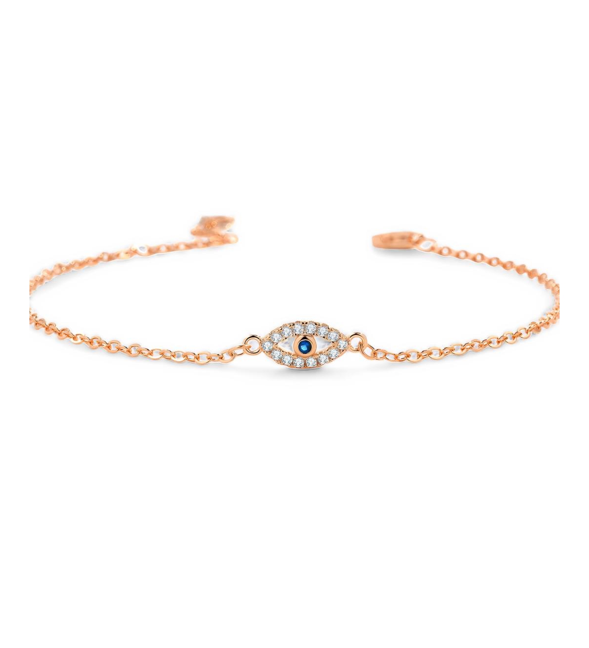 Mint & Lily Cubic Zirconia Evil Eye Charm Bracelet - Rose gold tone