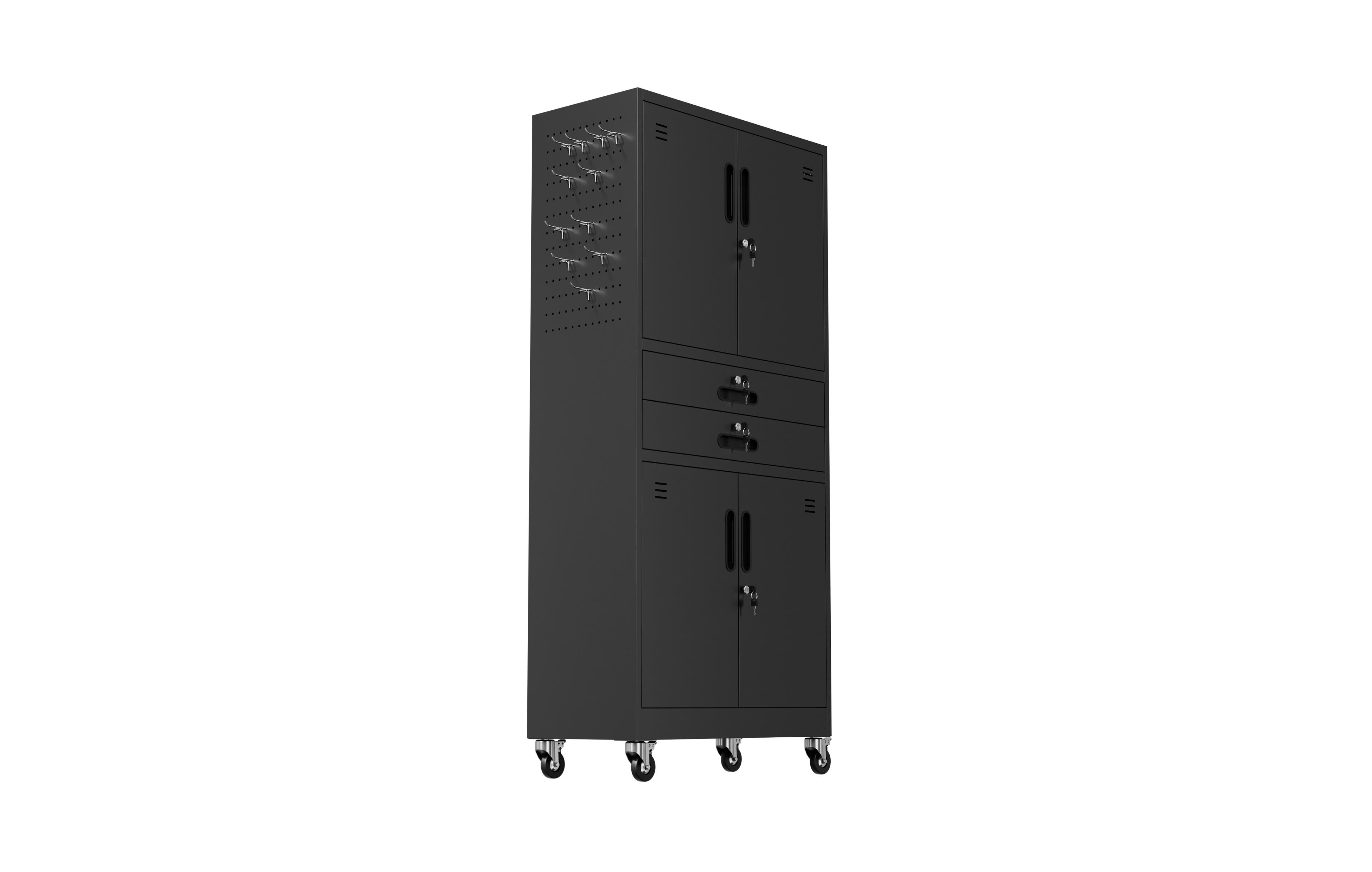 Boyel Living Garage Storage Cabinet with Drawer Pegboard Adjustable Shelves Locking Doors
