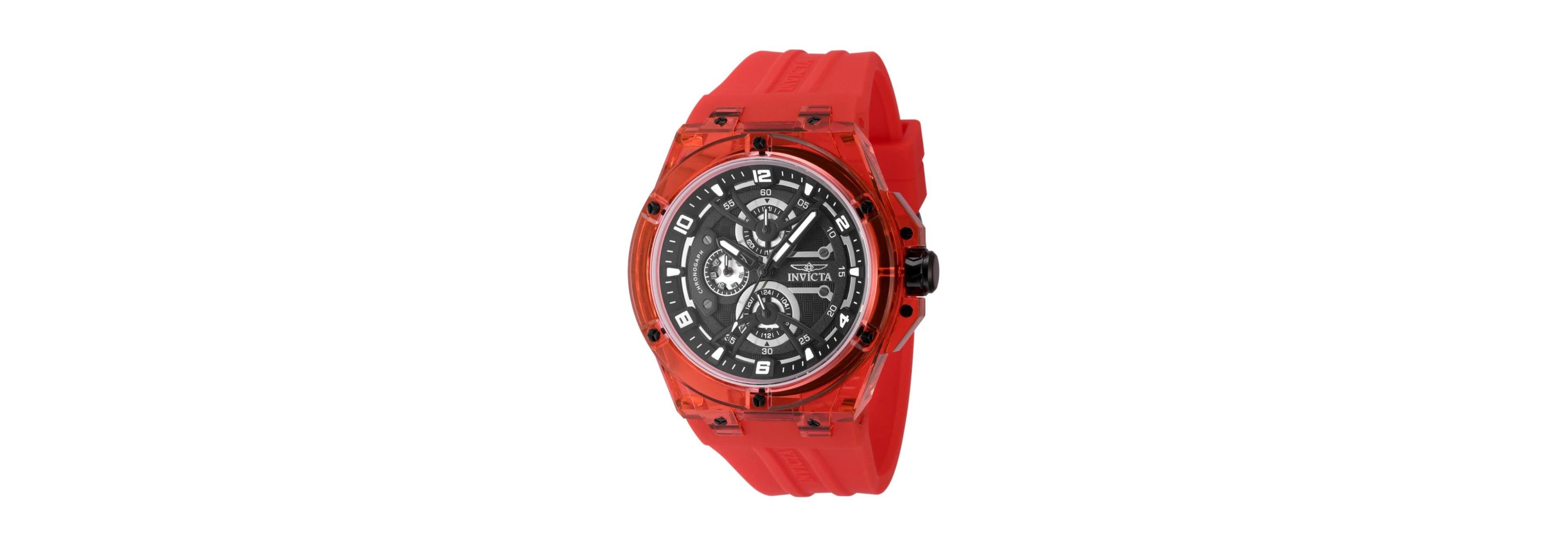 Invicta Men's Quartz Racing Red Rubber Watch, 46mm