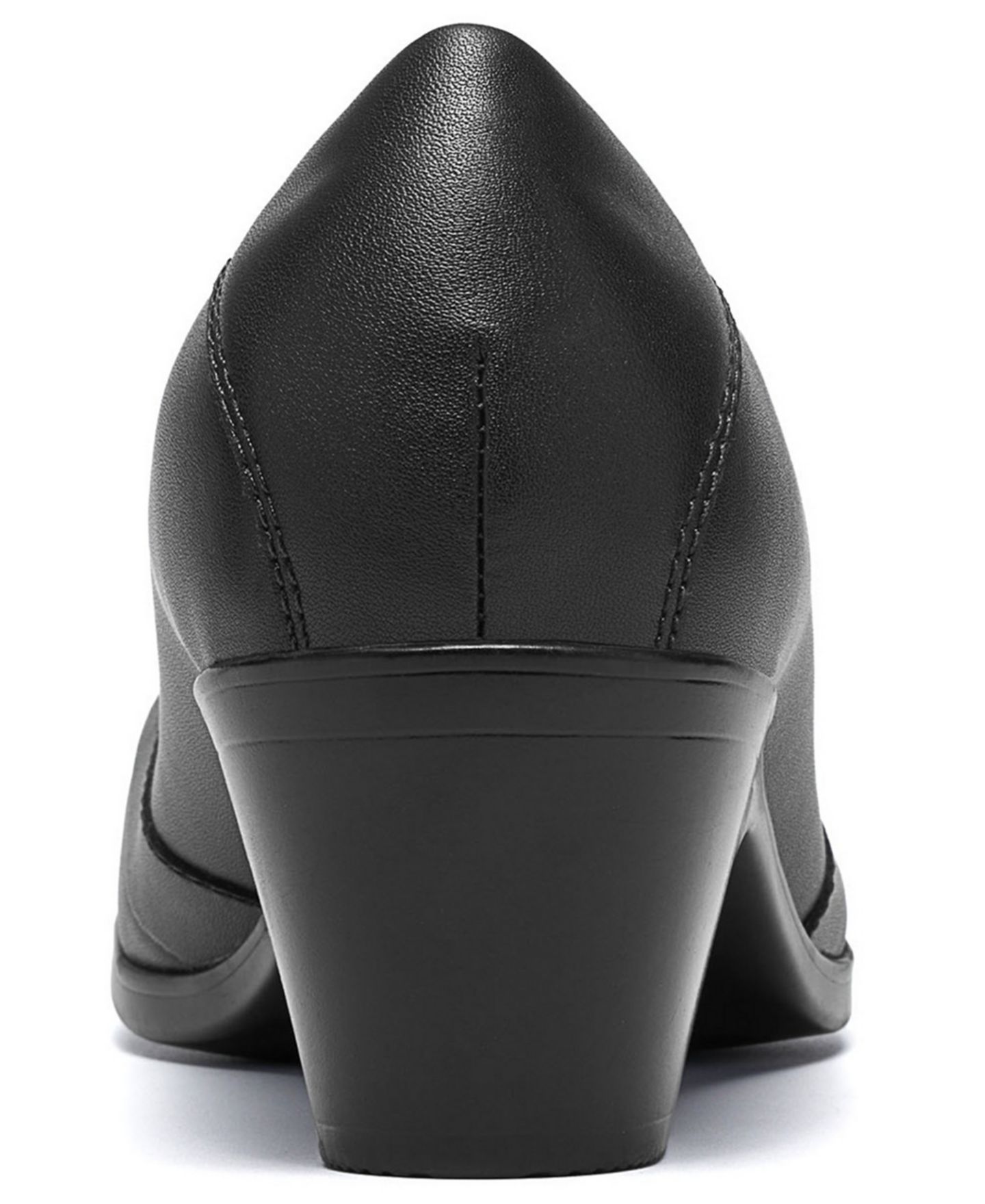 Женские туфли Clarks Emily 2 Gracie Block Heel Round Toe Leather Pumps, цвет: Чёрный кожаный — фото 3