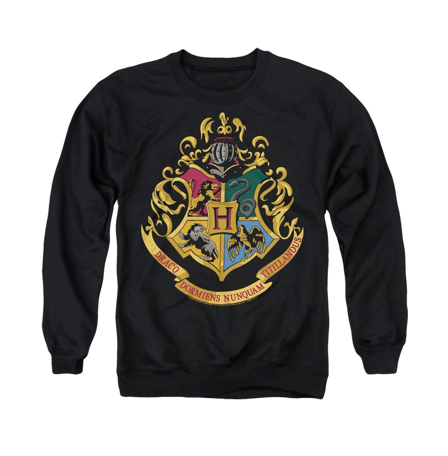 Мужская толстовка Harry Potter Hogwarts Crest Long-Sleeve Classic-Fit Crewneck, цвет: Чёрный — фото 1