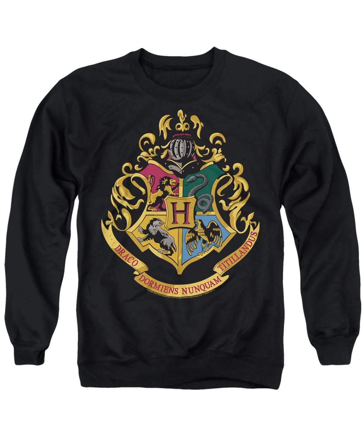 Harry Potter Men's Hogwarts Crest Long-Sleeve Classic-Fit Crewneck Sweatshirt - Black