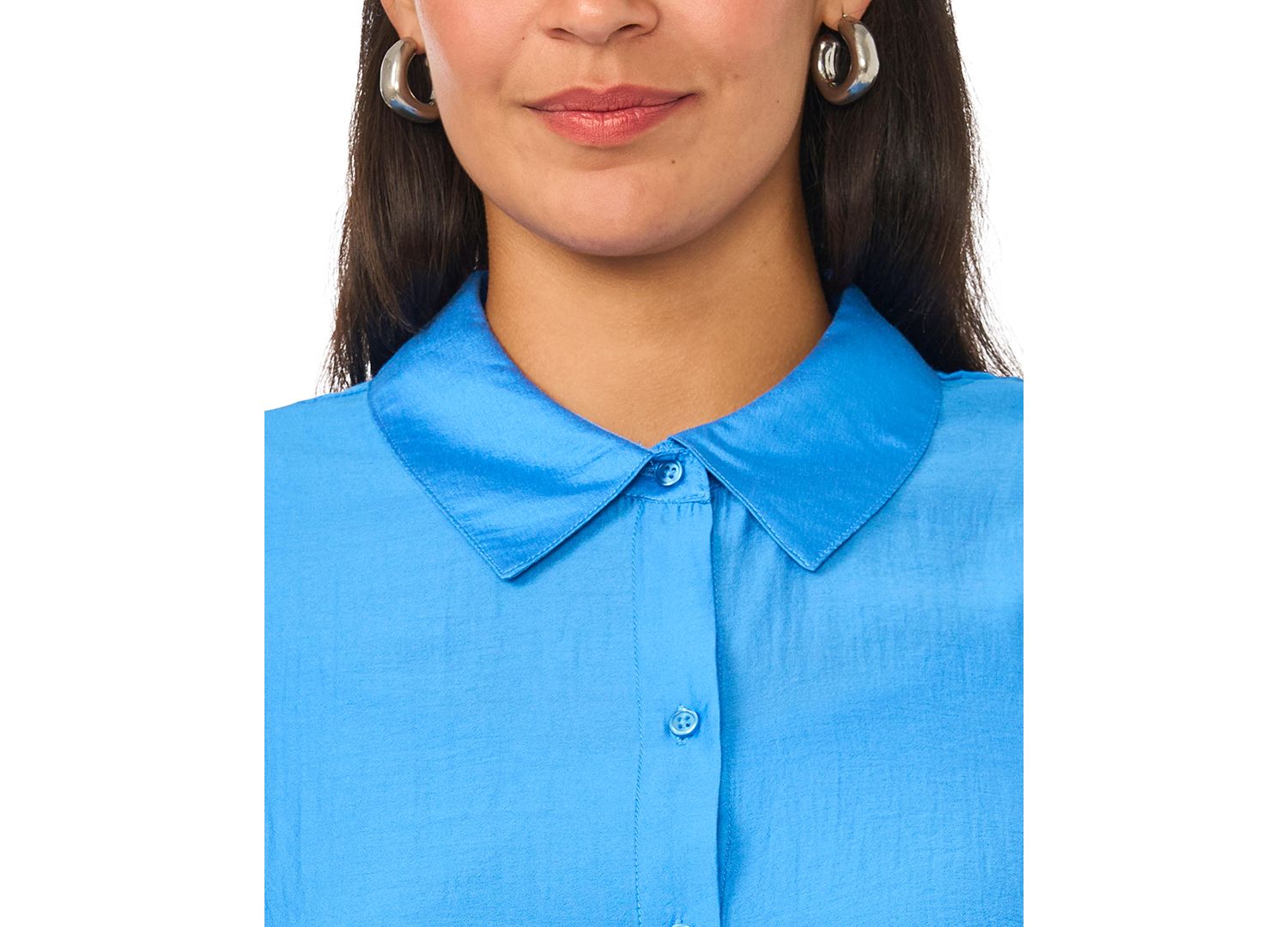 Plus Size Puff-Sleeve Work Blouse