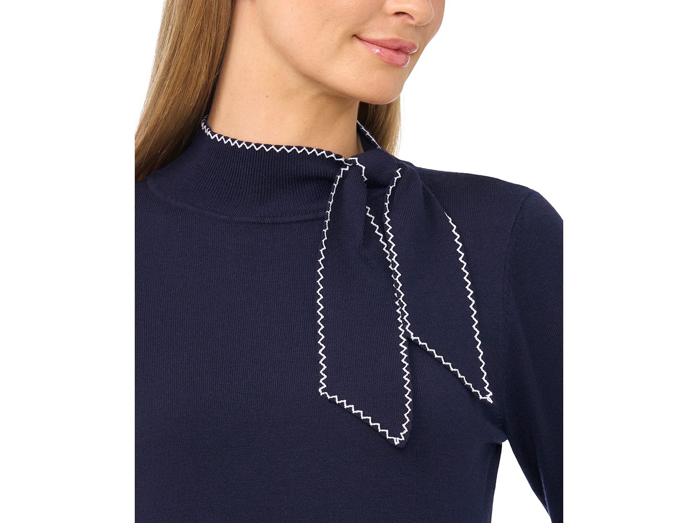 Женский свитер CeCe Scarf Tie Neck, цвет: Тёмно-синий — фото 2