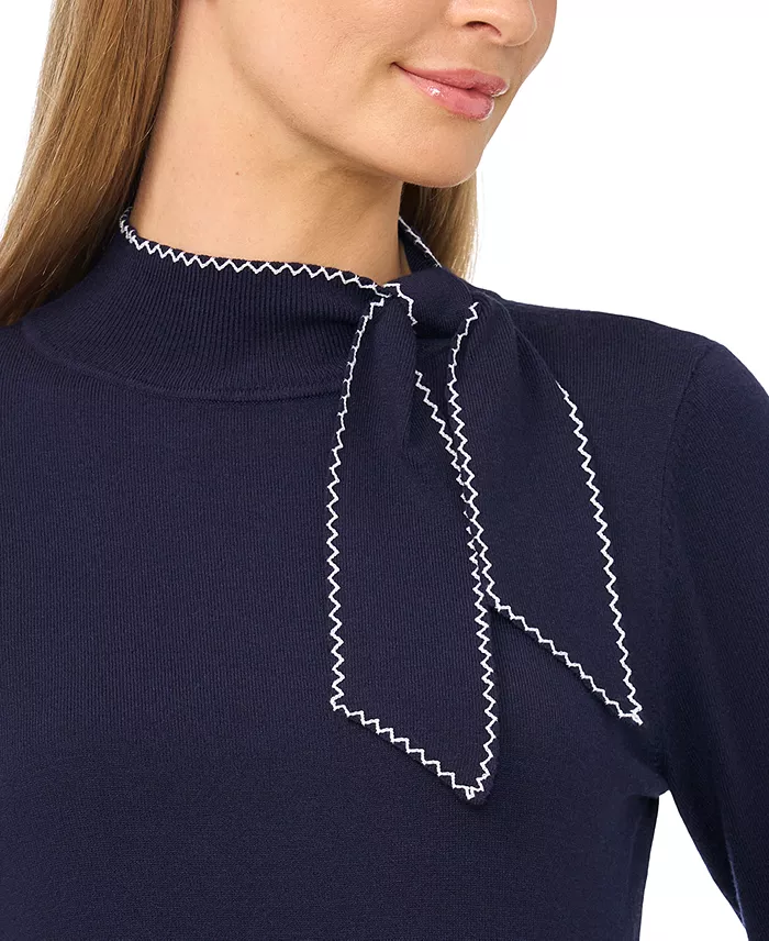 Women's Scarf Tie Neck Sweater - thumbnail 4