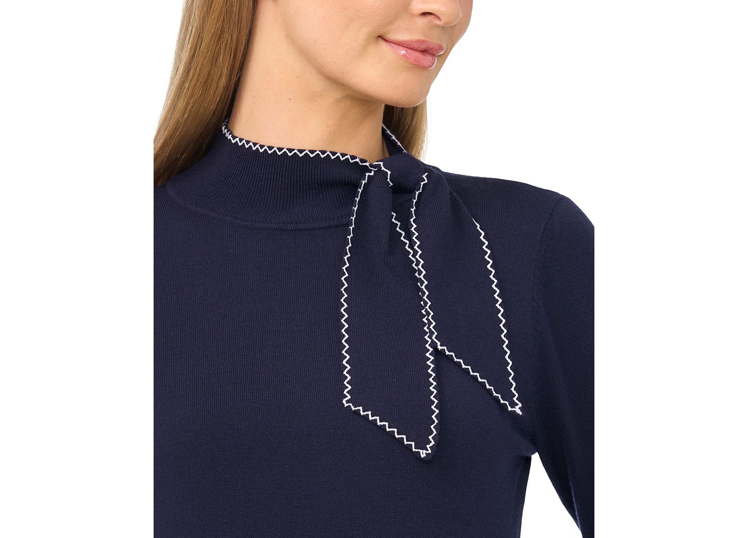 Women's Scarf Tie Neck Sweater