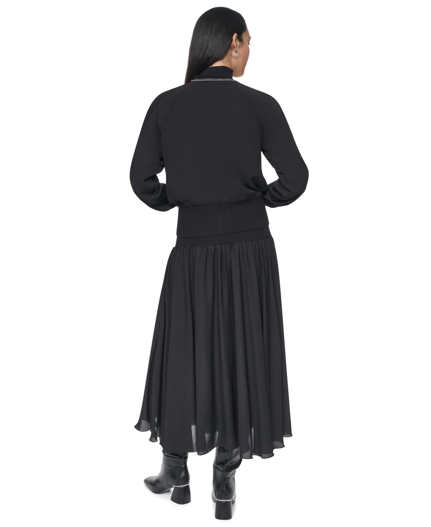Women's Lightweight Mixed-Media Contrast-Stitch Jacket