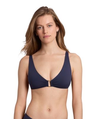 Women's Beach Club Ring Over the Shoulder V-Neck Adjustable-Straps Bikini Bra