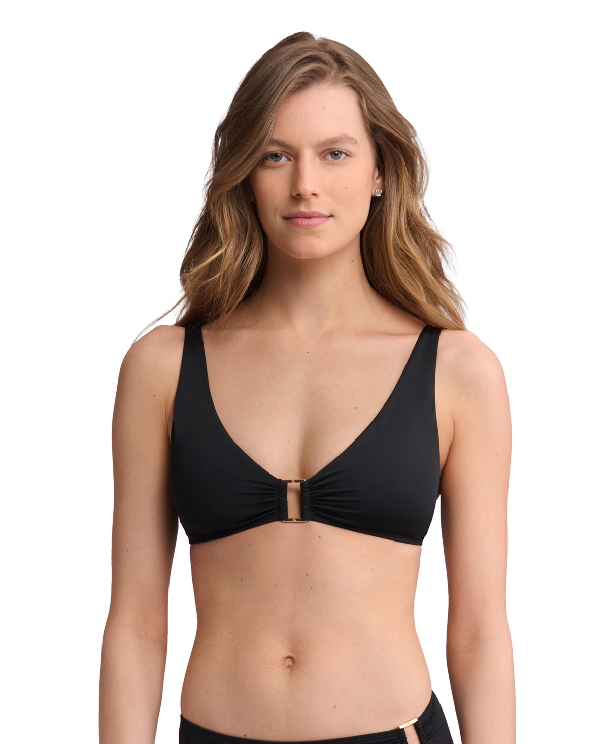 Lauren Ralph Women's Beach Club Ring Over the Shoulder V-Neck Adjustable-Straps Bikini Bra