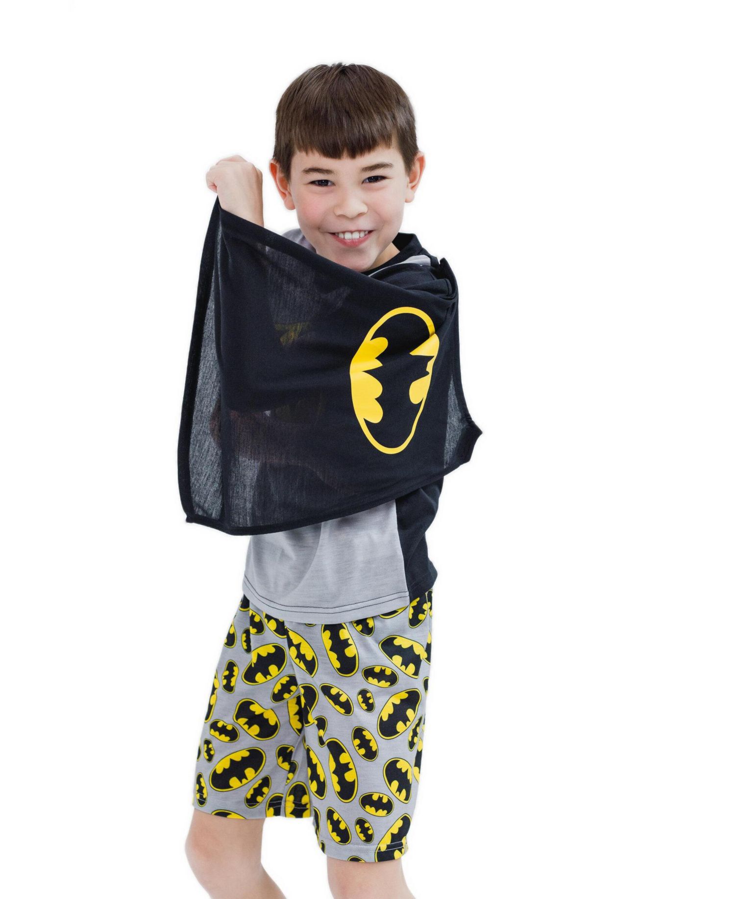 Boys' Cosplay Pajama Shirt and Shorts Set with Cape