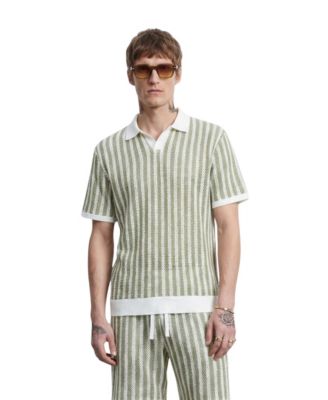 Men's Albie Stripe Cotton Crochet Polo Shirt