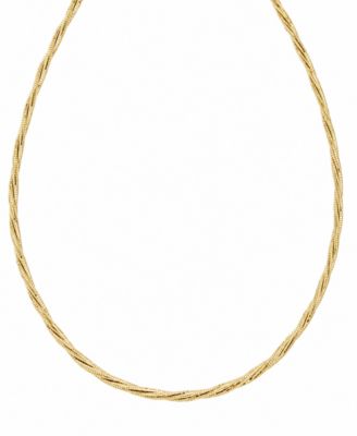 Silver Plated or 18k Gold Plated Brass Twisted Snake Chain Necklace