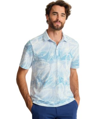 Men's Costa Wave Island Fade Striped Polo Shirt with Marlin Embroidery