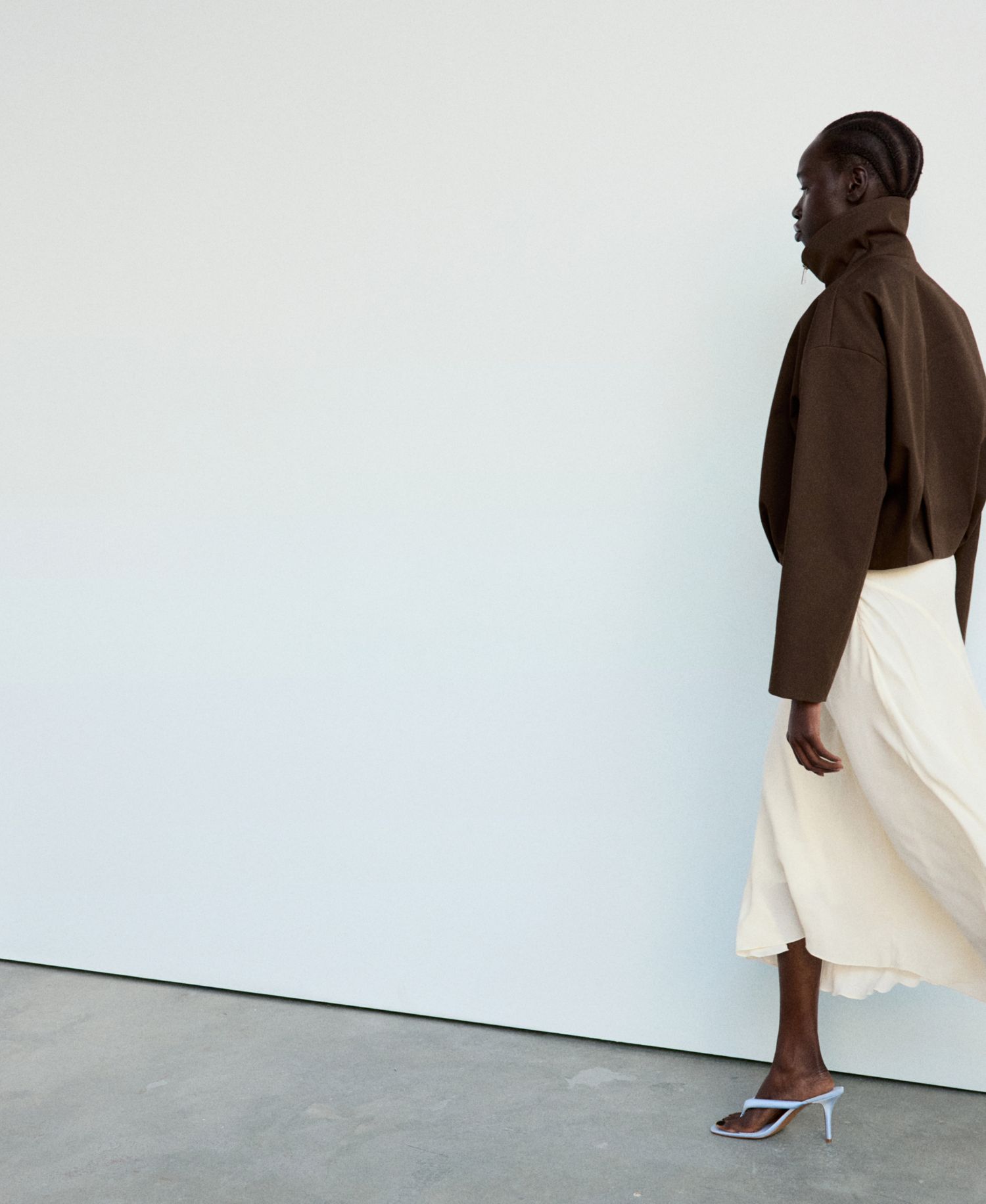 Women's Cropped Funnel-Neck Oversized Jacket