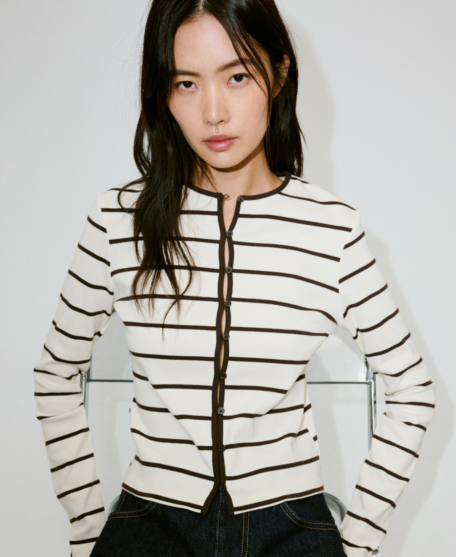 Women's Striped Lightweight Knit Cardigan