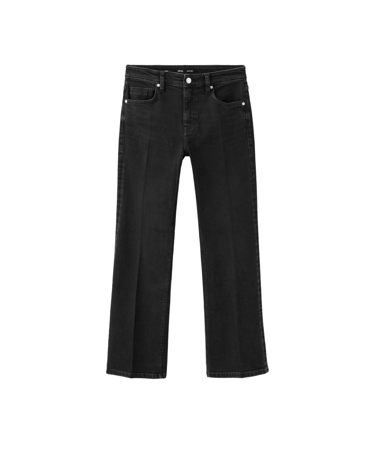 Mango Women's Sienna Mid-rise Flared Cropped Jeans In Black Denim