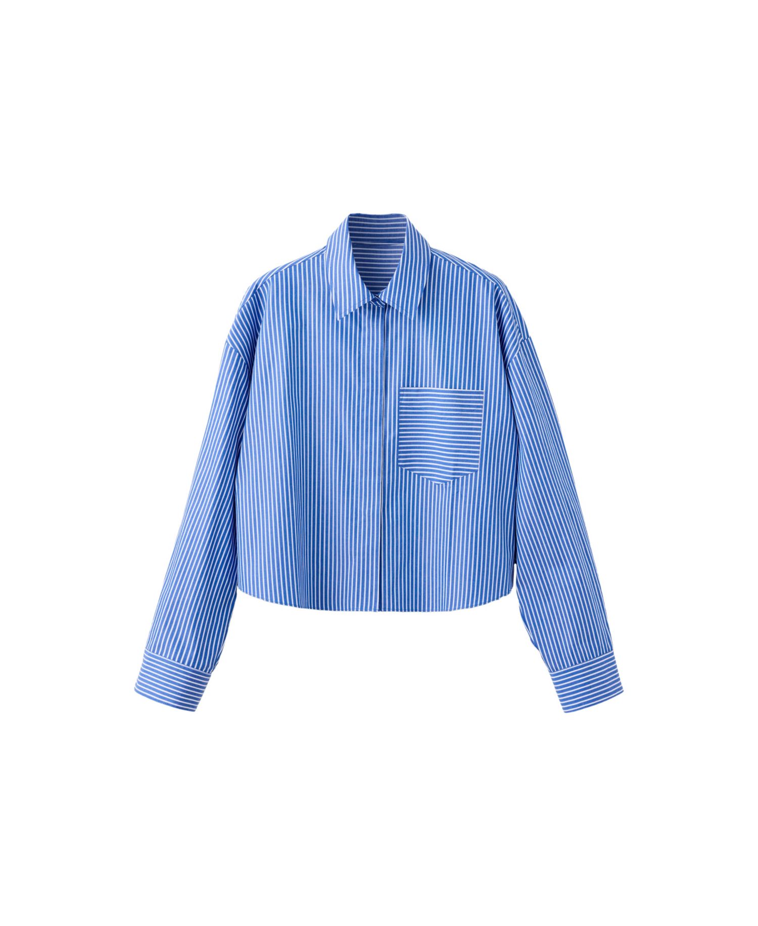 Women's Pocket Striped Crop Shirt