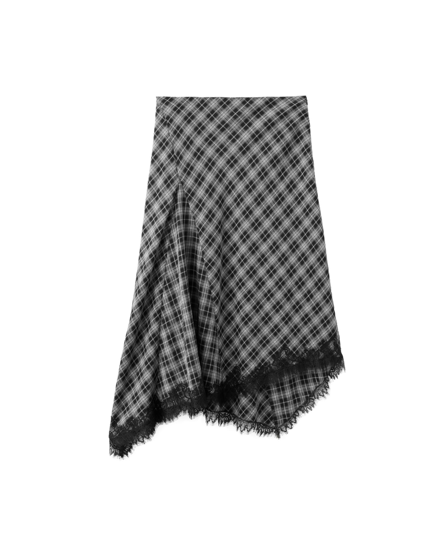 Women's Plaid Midi Lace-Trim Skirt