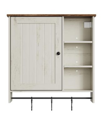 Farmhouse Medicine Cabinet, Adjustable Wall Storage with Door and Shelves, for Kitchen or Bathroom