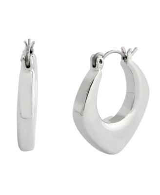 Silver-Tone Bubble Grunge Square Hoop Earrings