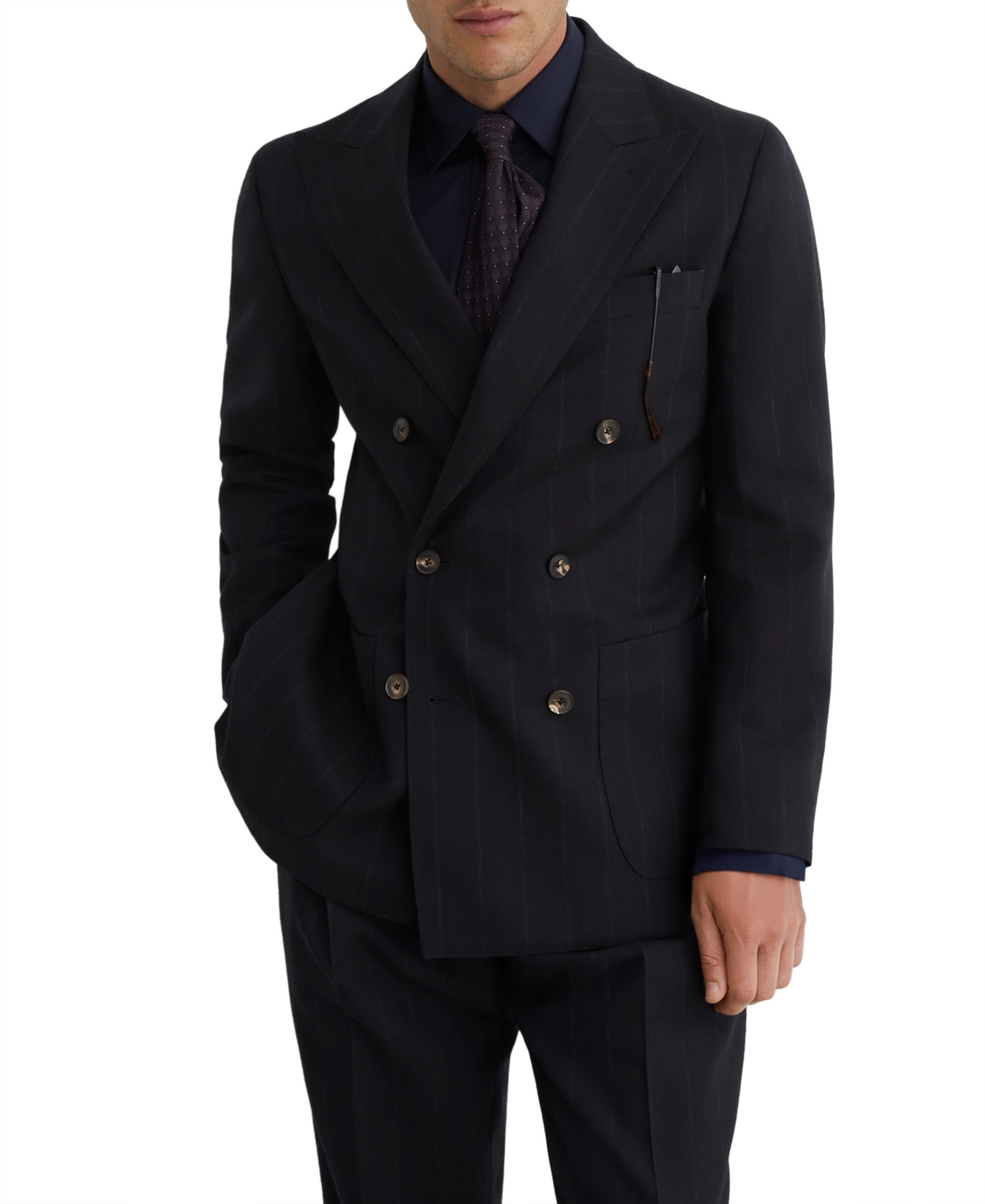 Reiss Men's Valley Double-Breasted Pinstripe Wool Suit Jacket - Navy
