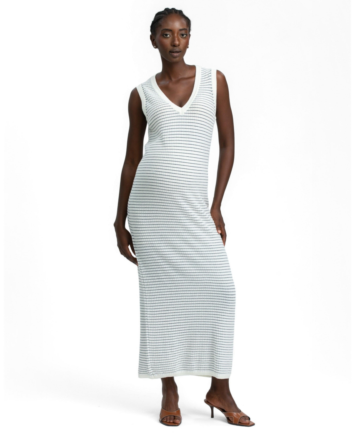 Pietro Brunelli Maternity Santa Margherita Striped V-Neck Maxi Dress