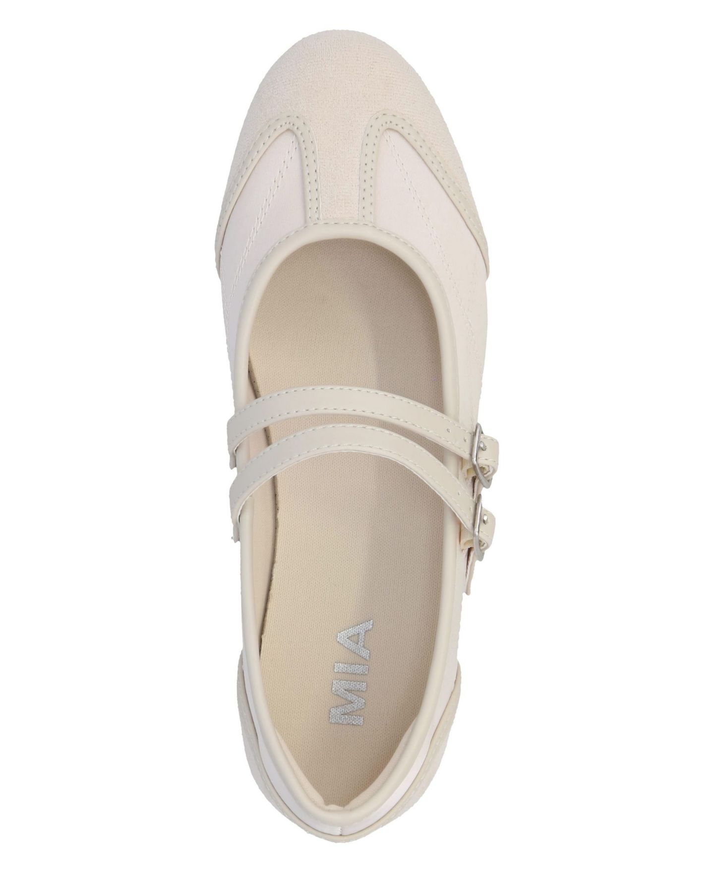 Женские балетки MIA Sorelle Double Strap Mary Jane Ballet Flats, цвет: Шампань / Серый — фото 4