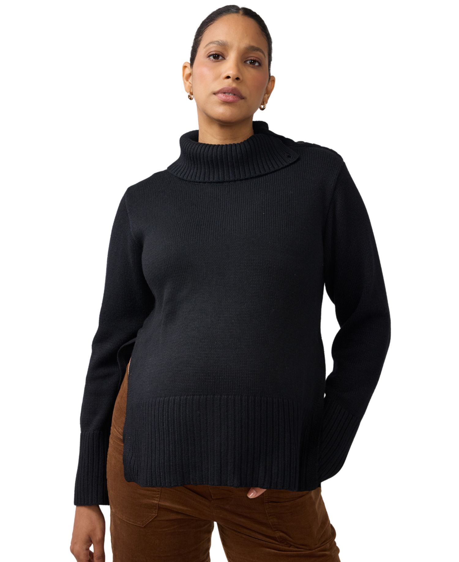 Maternity High-Neck Oversized Nursing Sweater