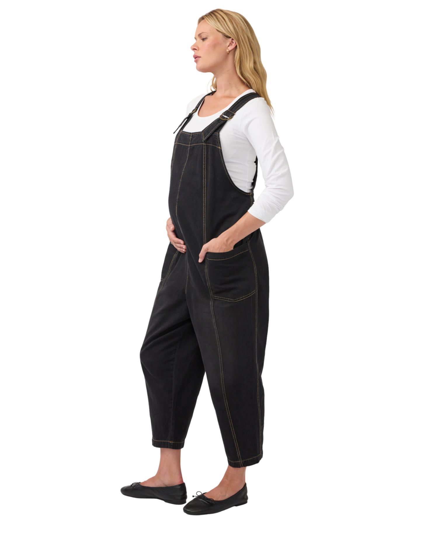 Maternity Ankle Tapered Leg Denim Overall