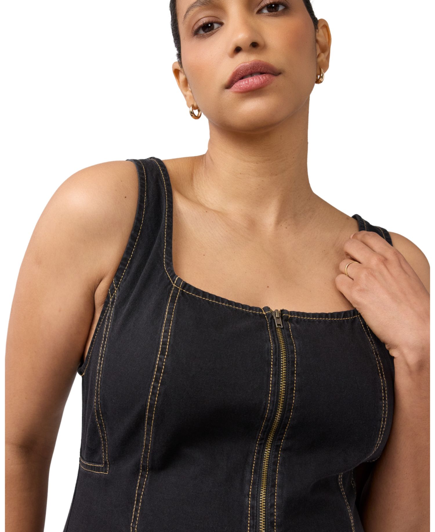 Women's Ingrid + Isabel Zip Front Drapey Denim Jumpsuit