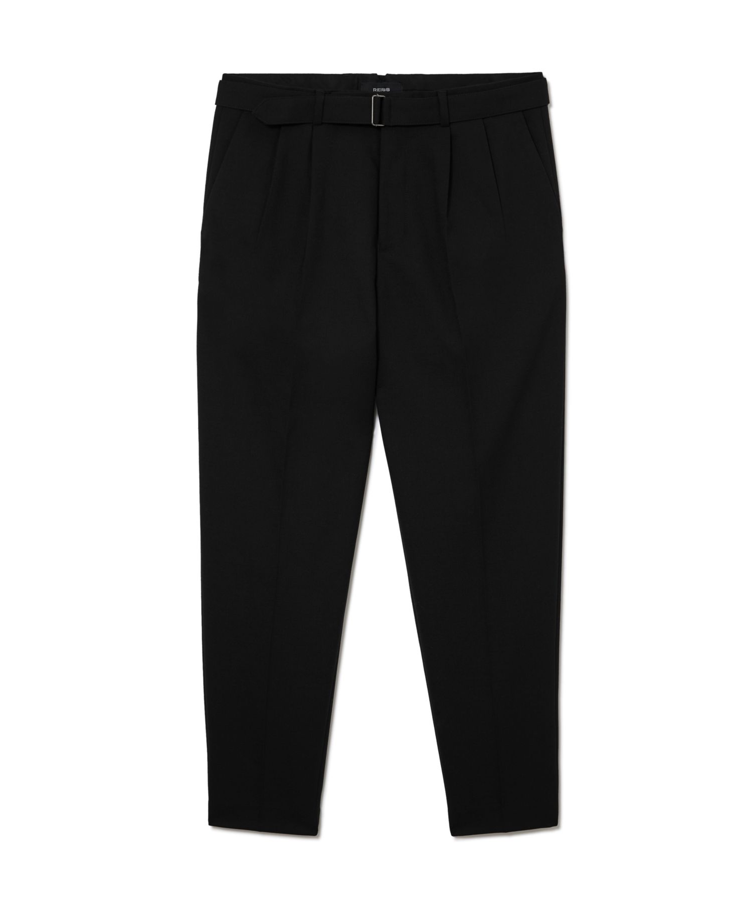 Men's Strap Tapered-Fit Pleated Wool-Blend Pants