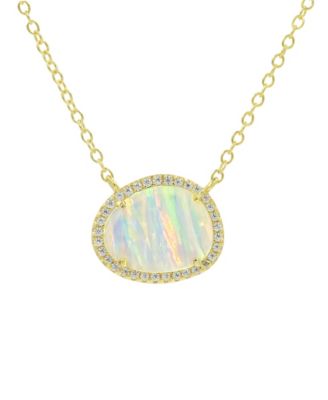 Kokoto  Necklace with Lab Grown Opal in 14k Gold Plated Sterling Silver