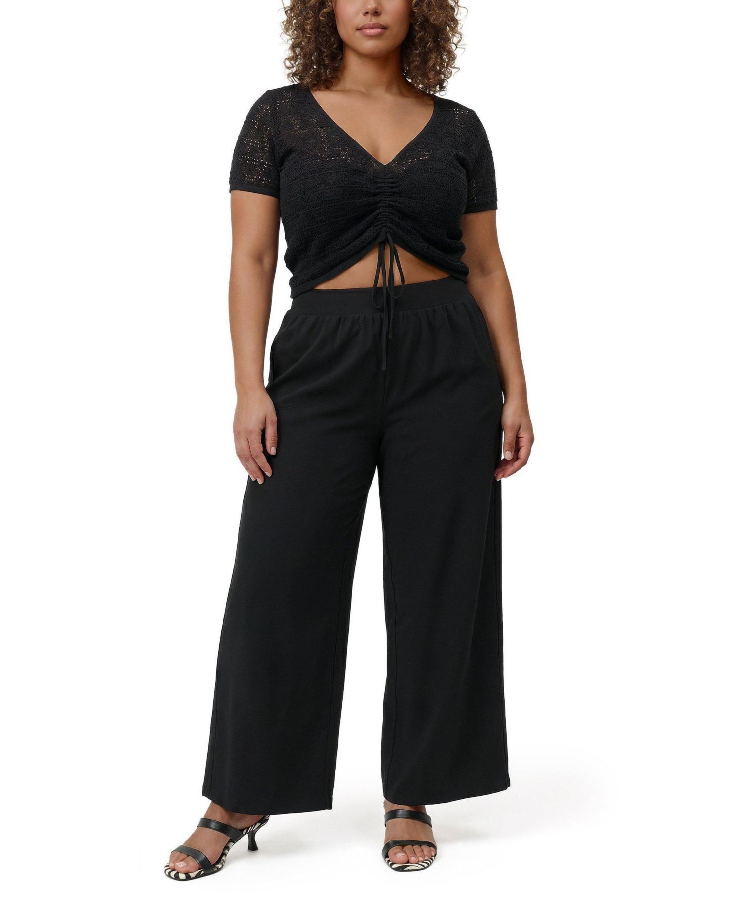 Women's Plus Size High-Rise Wide-Leg Pocket Leggings