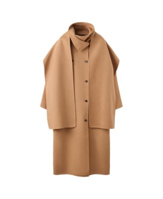 Women's Selection Wool-Blend Double-Breasted Detachable Scarf Coat