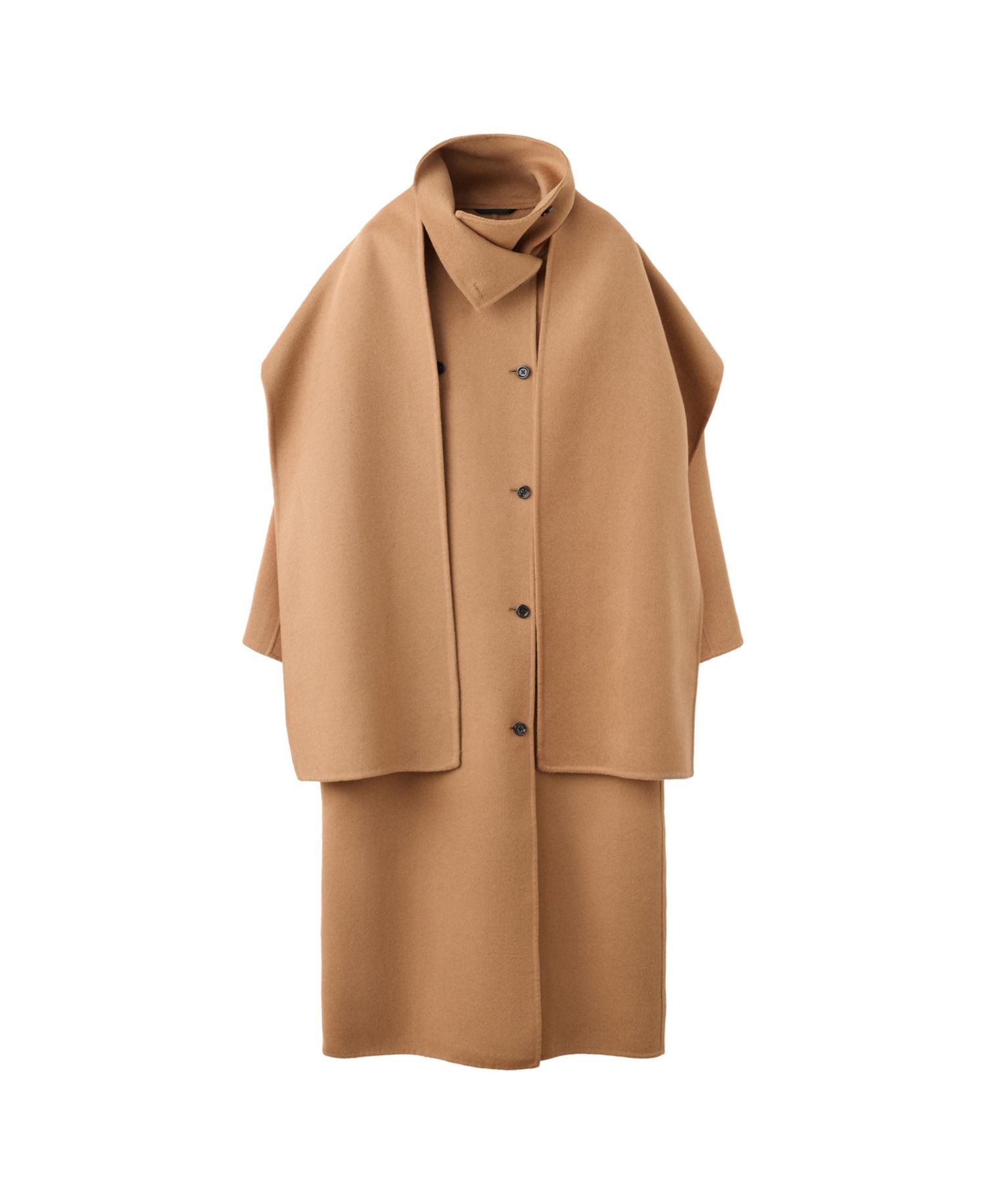 Women's Selection Wool-Blend Double-Breasted Detachable Scarf Coat