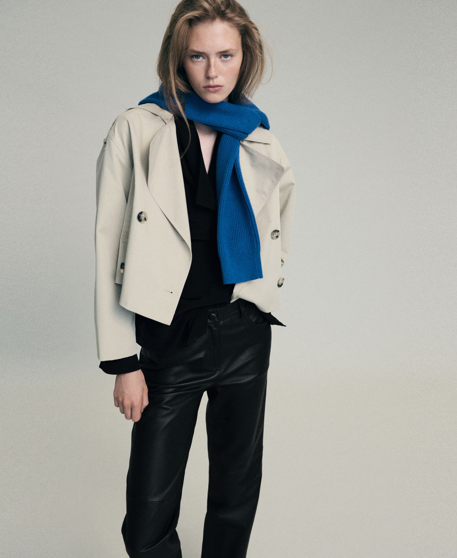 Women's Selection Straight-Fit Mid-Rise Leather Pants