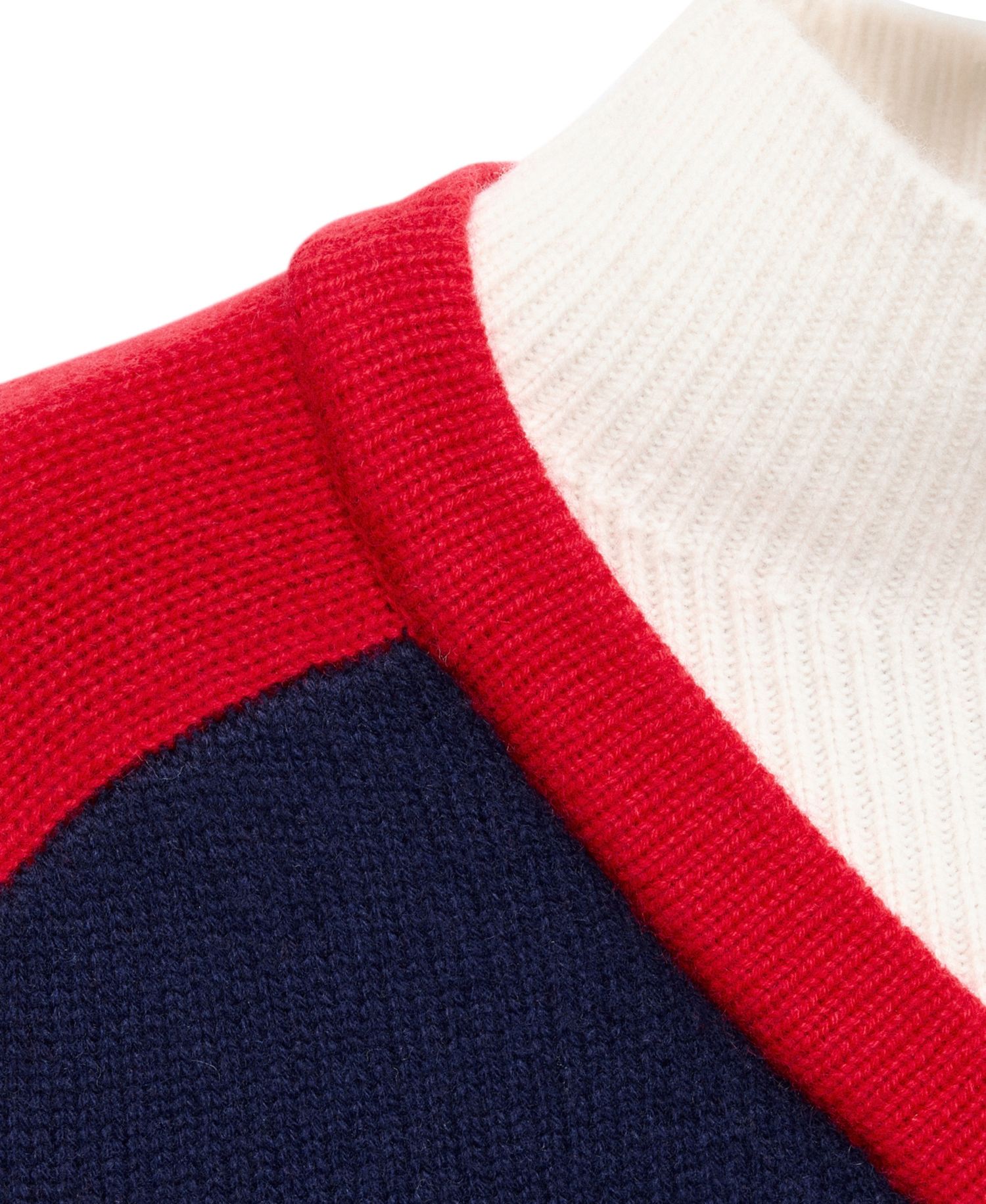 Women's Selection High Neck Contrast-Overlay Wool-Blend Sweater