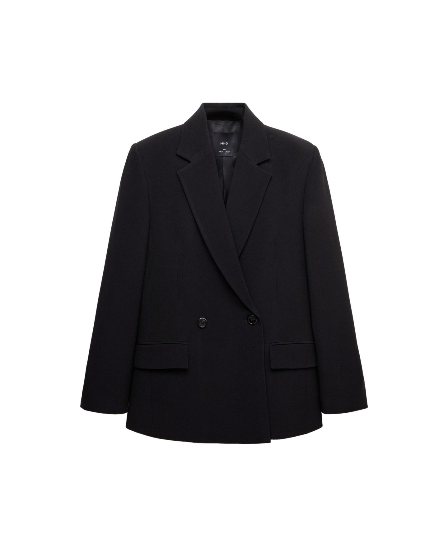 Женский пиджак MANGO Selection Double-Breasted Fitted V-Neck Blazer, цвет: Чёрный — фото 1