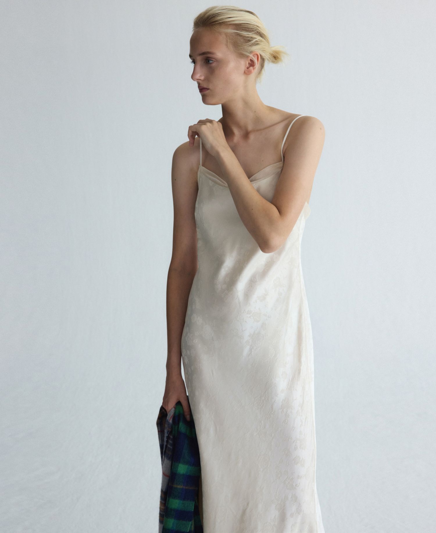 Women's Selection Floral Jacquard Slip Dress