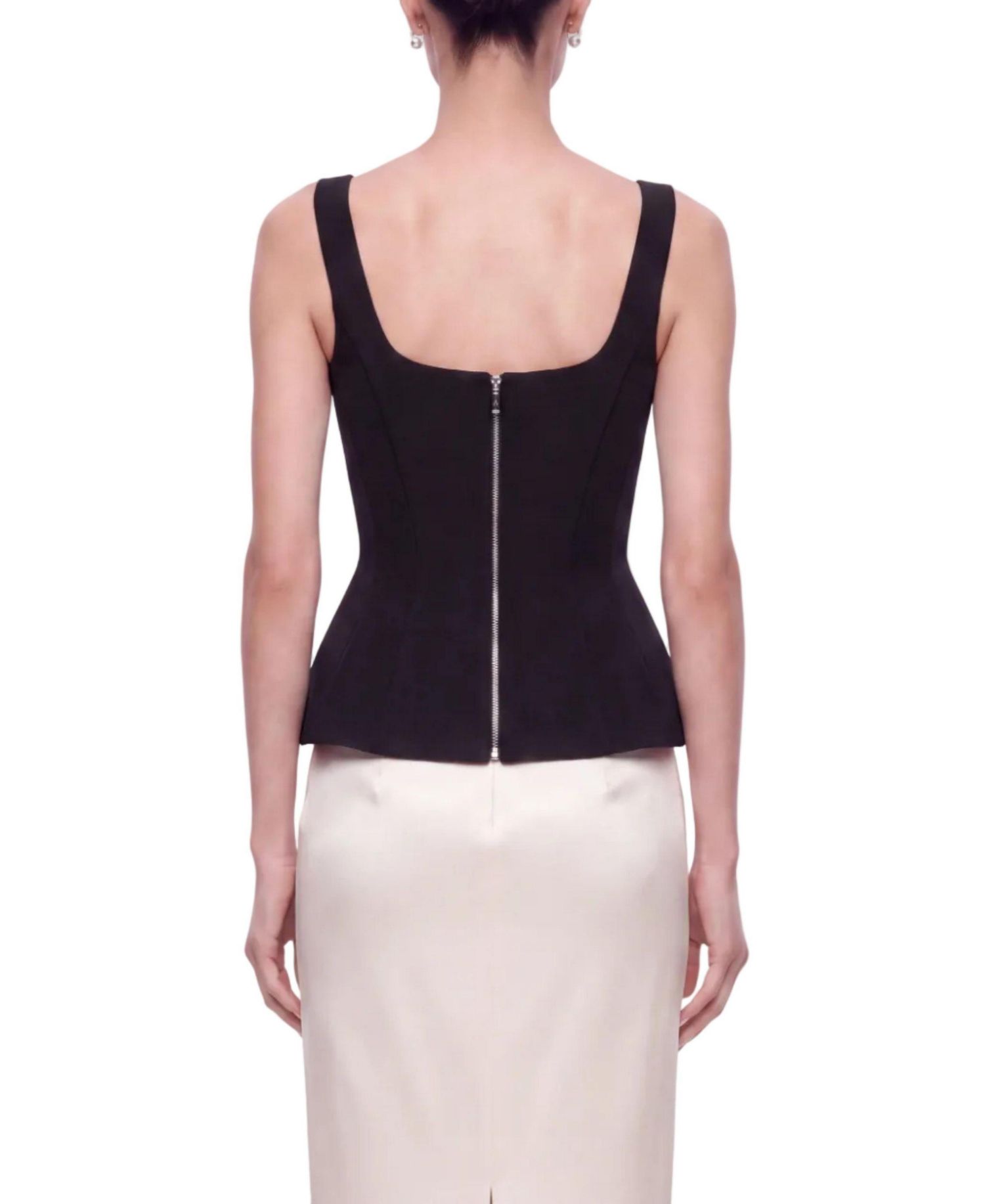 Women's Boned Square Neck Peplum Bustier Top