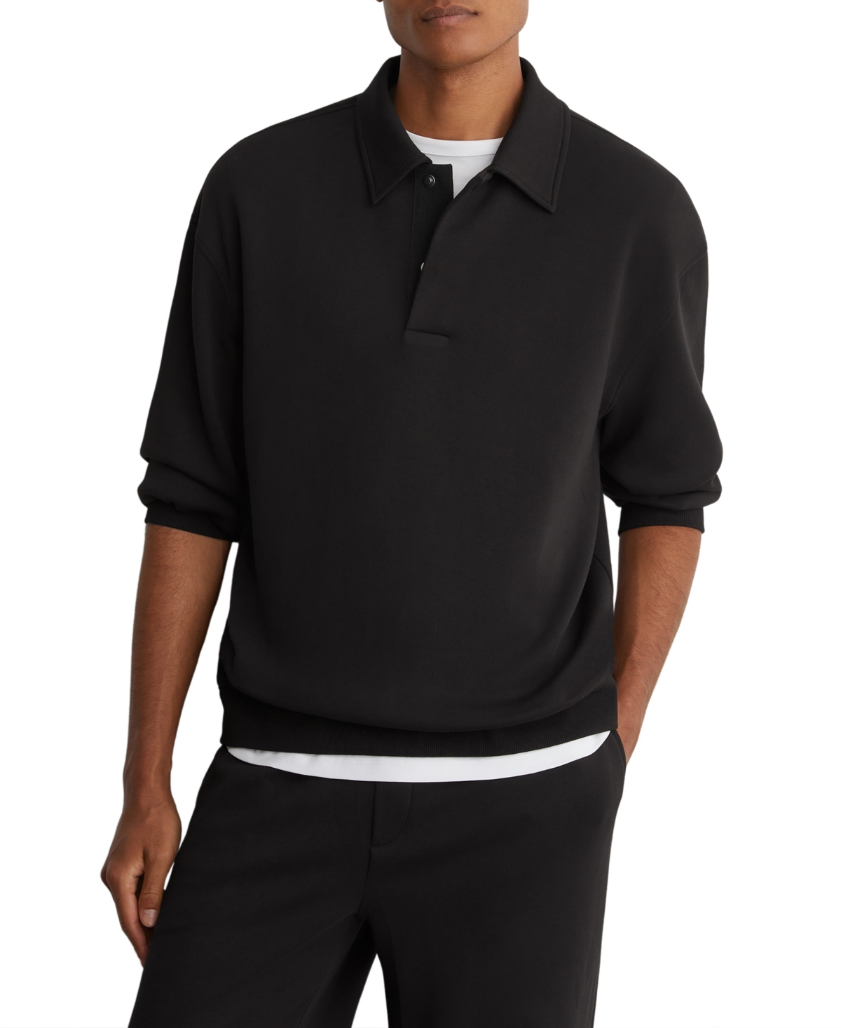 Reiss Men's Brooks Sueded Relaxed-Fit Polo Sweatshirt